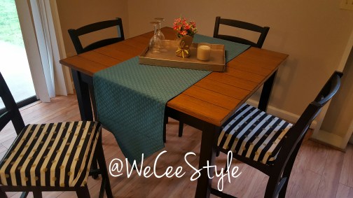We Cee Style Upholstered Dining Chairs and Table Runner
